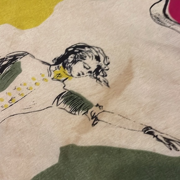 Vintage silk scarf, Victorian style women imprinted - Picture 11 of 15